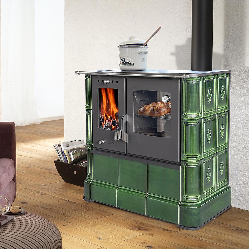 Piec stalowo kaflowy Steyr Sparherd Glassgreen