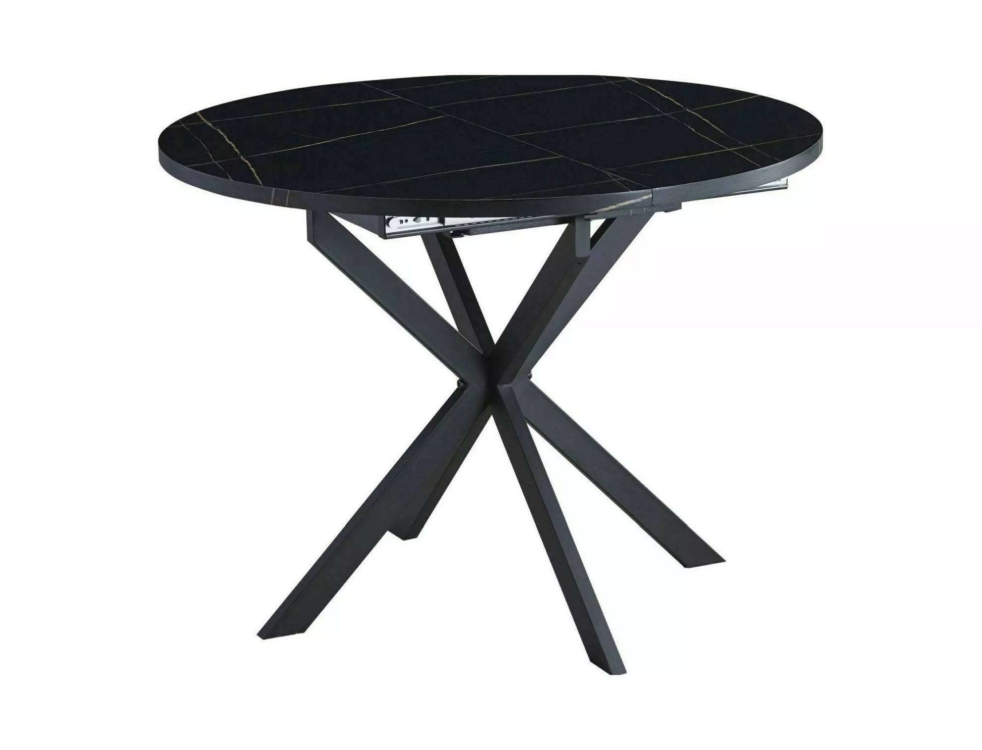 Stół Gaston okrągły rozkładany blat 100-135 cm czarny