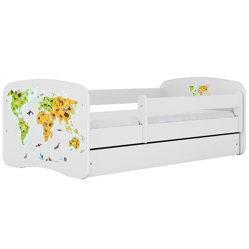 Łóżko dziecięce Babydreams+SZ+M biały 70x140 mapa