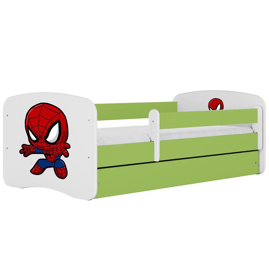 Łóżko dziecięce Babydreams+SZ+M zielony 70x140 Spider-man