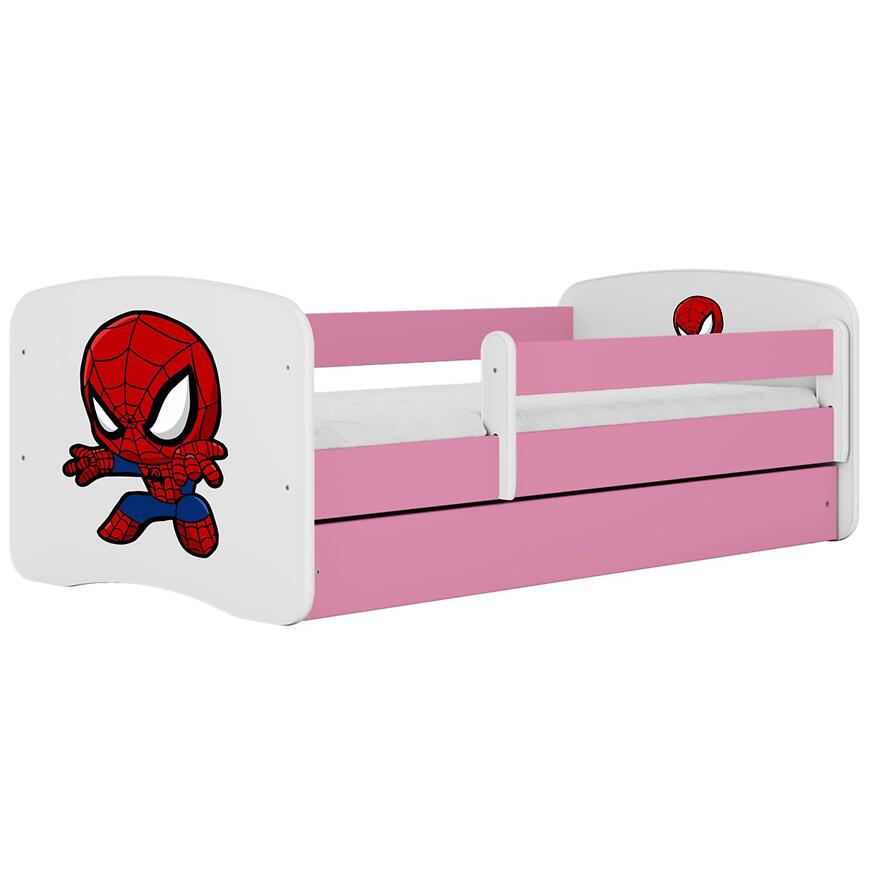 Łóżko dziecięce Babydreams+SZ+M różowy 80x160 Spider-man