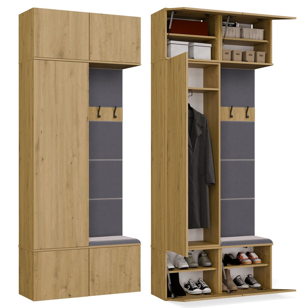 Garderoba z szafą i wieszakiem Hamar II 1SZ1W dąb artisan