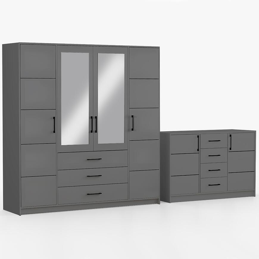 Zestaw szafa Belluno 200 grafit + komoda Belluno 150