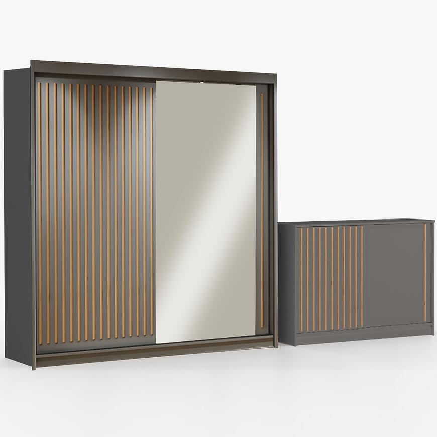 Zestaw szafa Royal 203 szara + komoda Royal 150