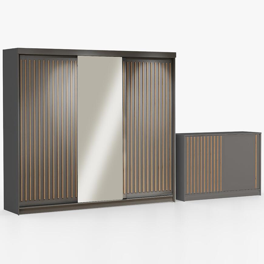 Zestaw szafa Royal 250 szara + komoda Royal 150