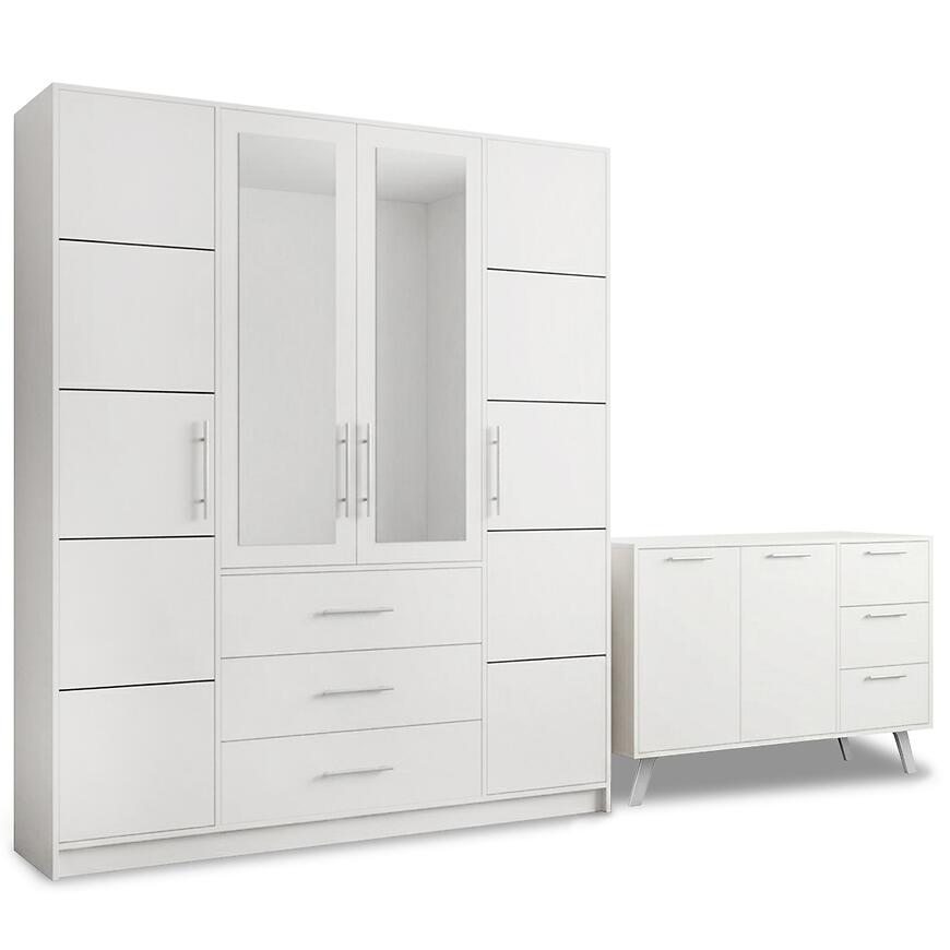 Zestaw Szafa Bali D4 Biała + Komoda Bali 140