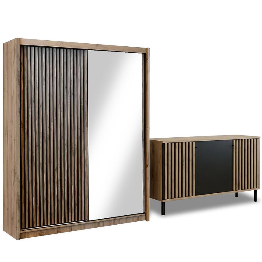 Zestaw Szafa London Wotan Lustro 203 + Komoda D3
