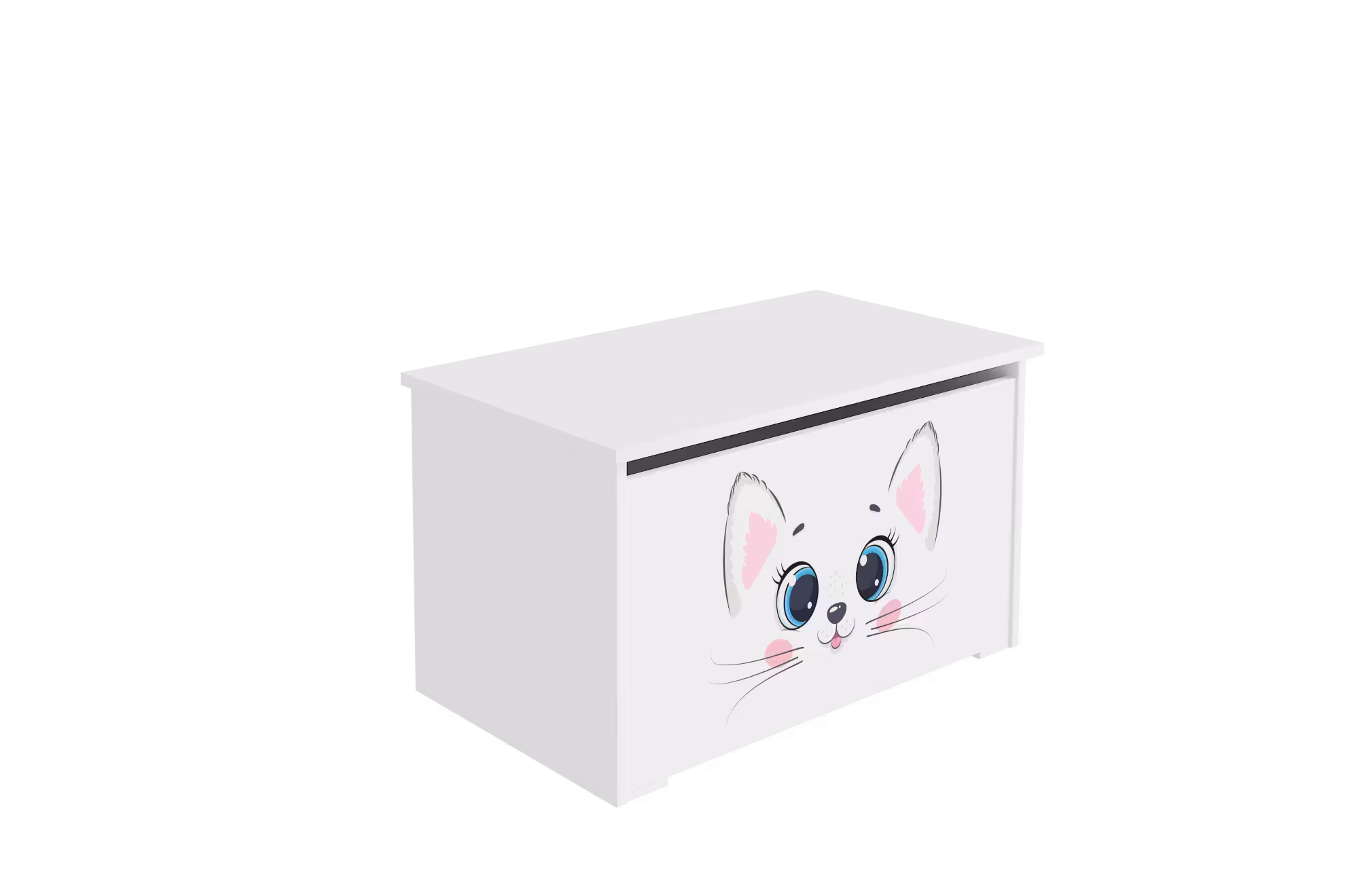 Skrzynia na zabawki Daria biała z nadrukiem Pink Cat