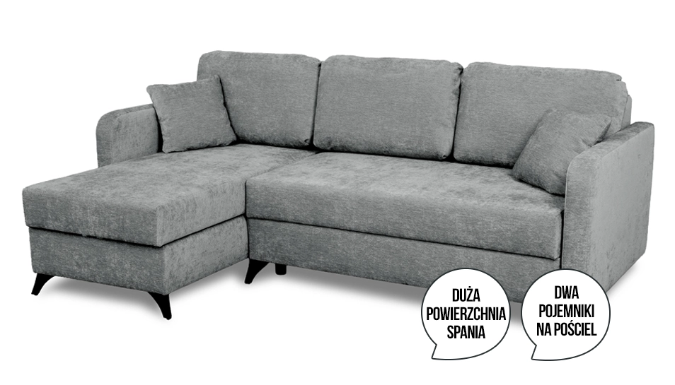 Narożnik z dwoma pojemnikami Sereno popielaty