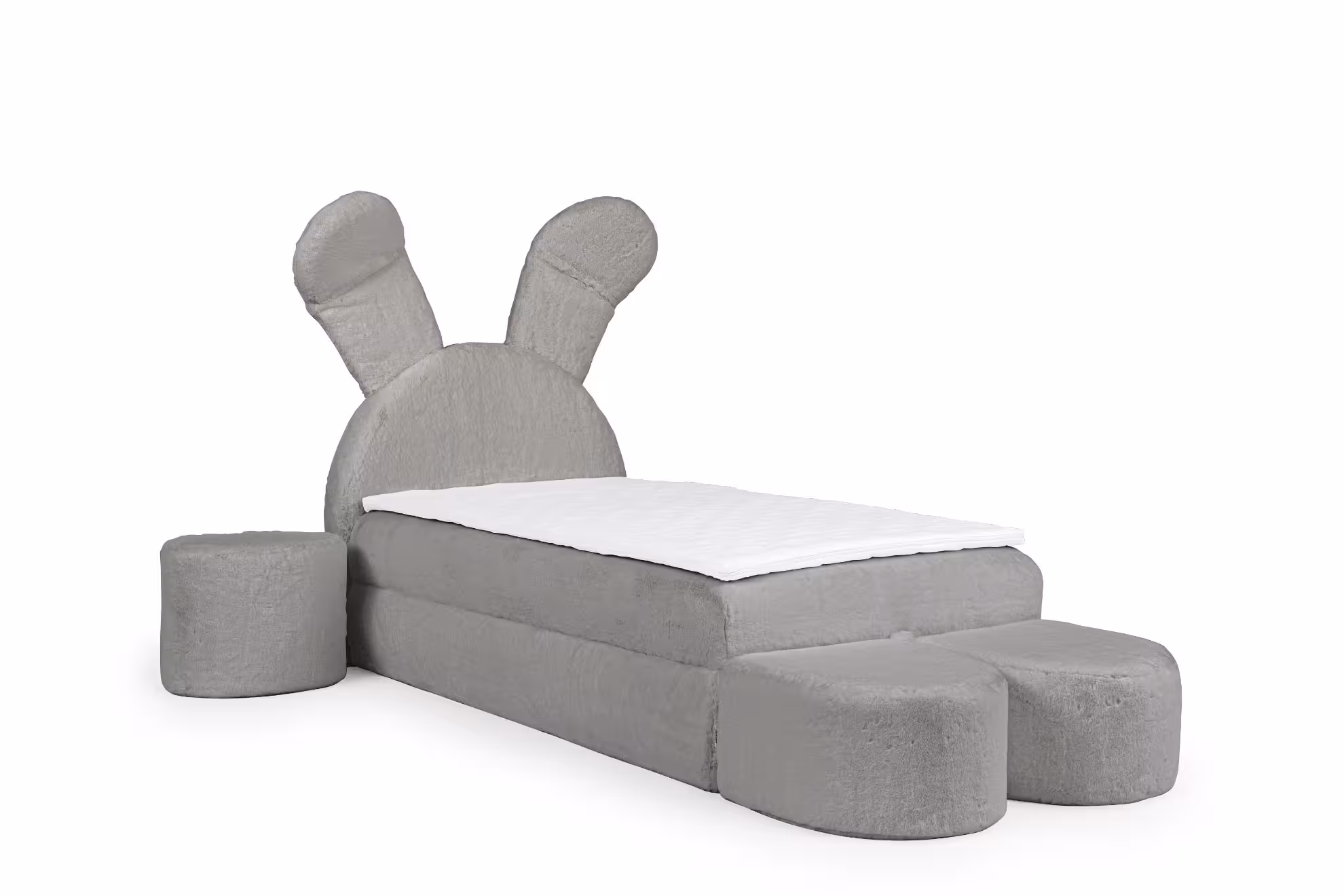 Łożko kontynentalne Rubbit z zestawem 100x200 szary