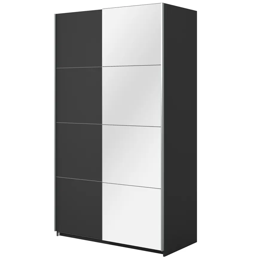 Szafa 120cm Beta 54 Czarny/Lustra