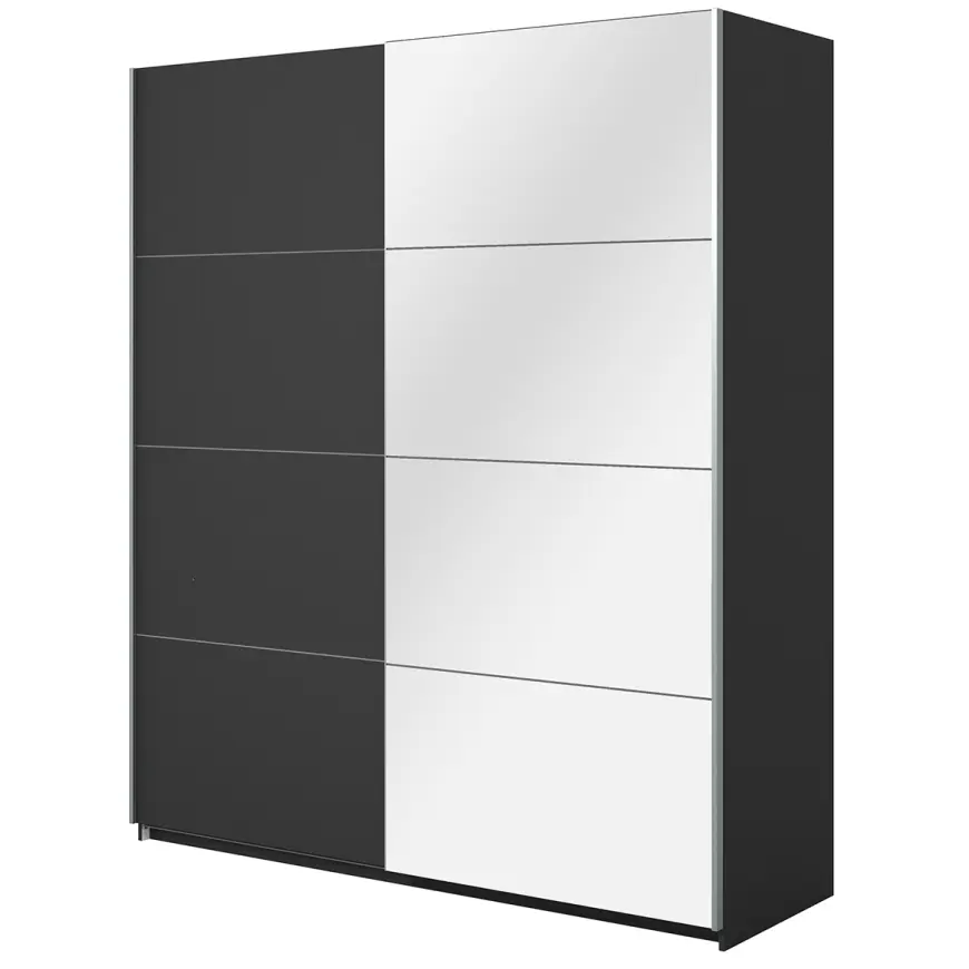 Szafa 200cm Beta 57 Czarny/Lustra