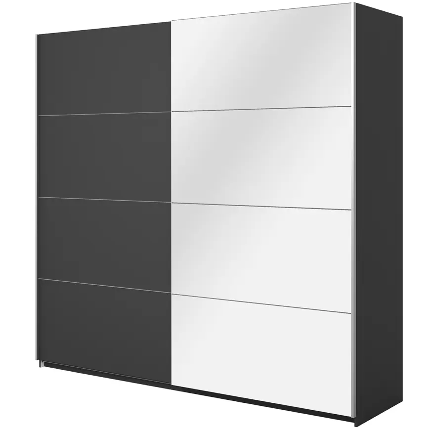 Szafa 221cm Beta 58 Czarny/Lustra