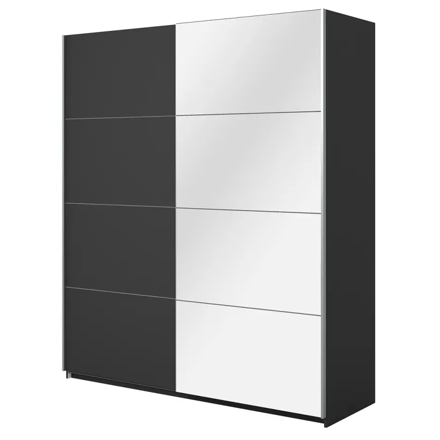 Szafa 180cm Beta 56 Czarny/Lustra