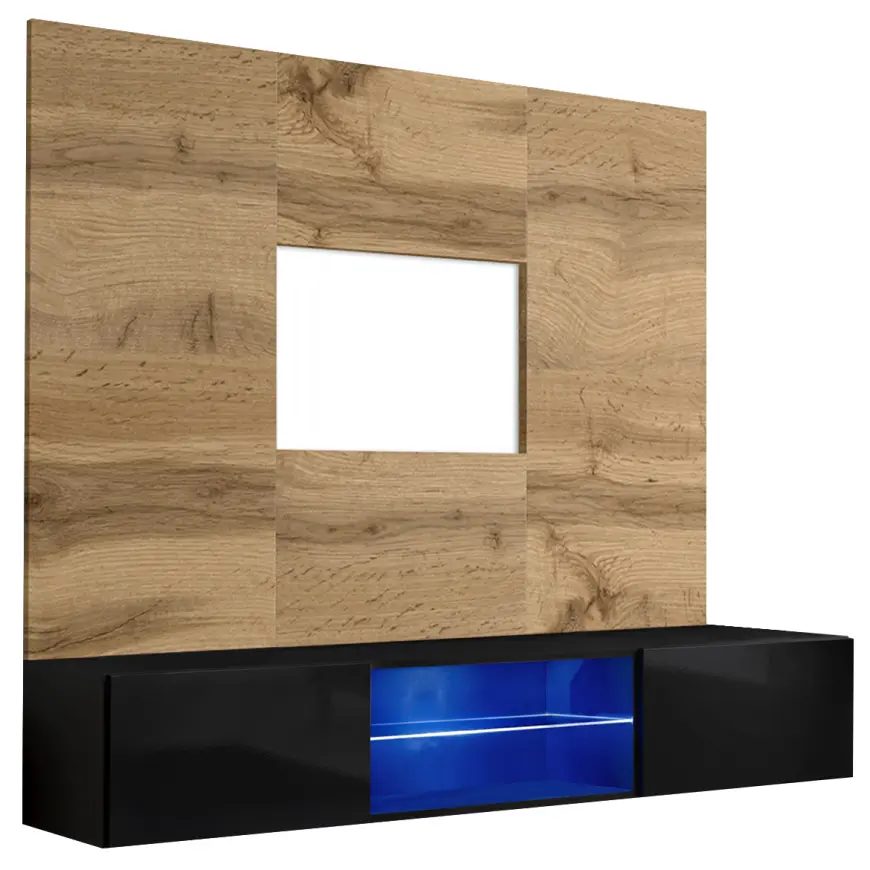 Szafka RTV + Panel Switch Wtz Sw Pr3 + Led Wotan/Czarny