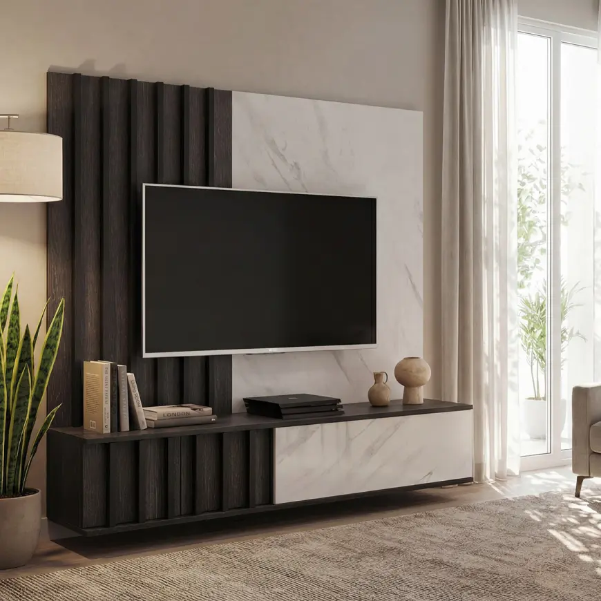 Meblościanka Noir Ii Dgmw Nr2 Graphite Oak/Marble Black