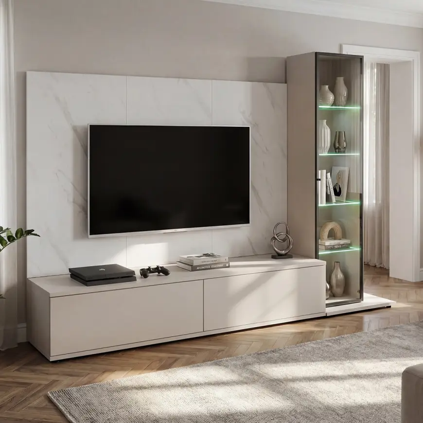 Meblościanka Glam I Ccmw Gl2 Kaszmir/Marble Bianco