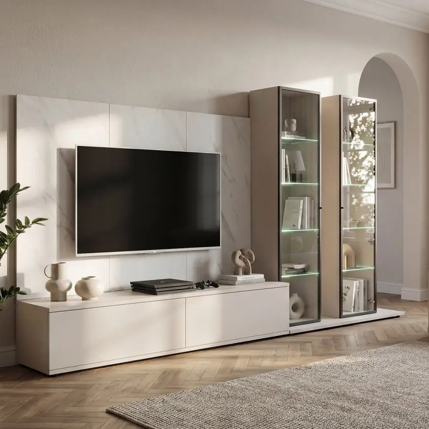 Meblościanka Glam Ii Ccmw Gl3 Kaszmir/Marble Bianco