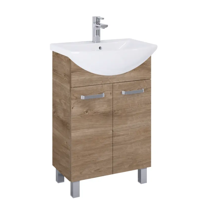Szafka z umywalką Uno 55 cm 2D dąb canela