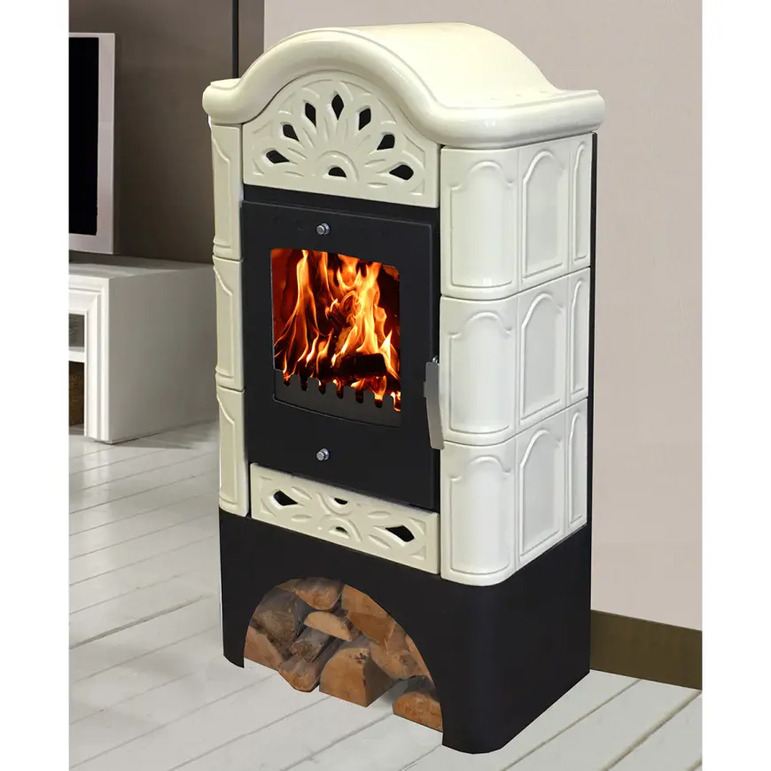 Piec stalowo-kaflowy Bergento II drab 6 kW