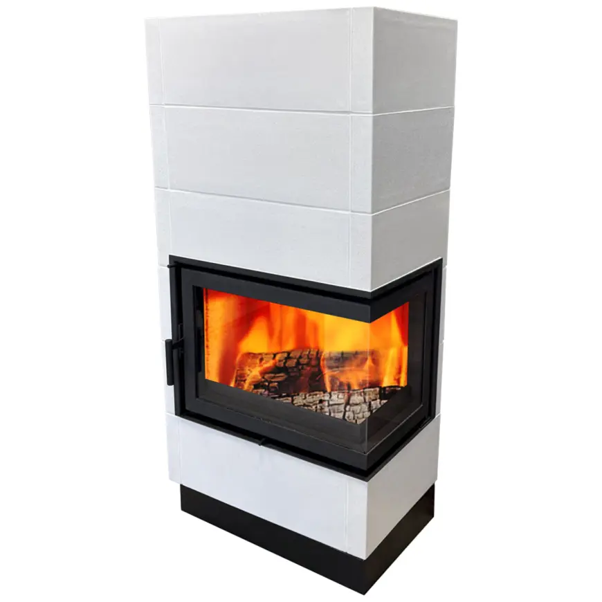 Piec stalowo-kaflowy Erfurt prawy perlwhite 10 kW