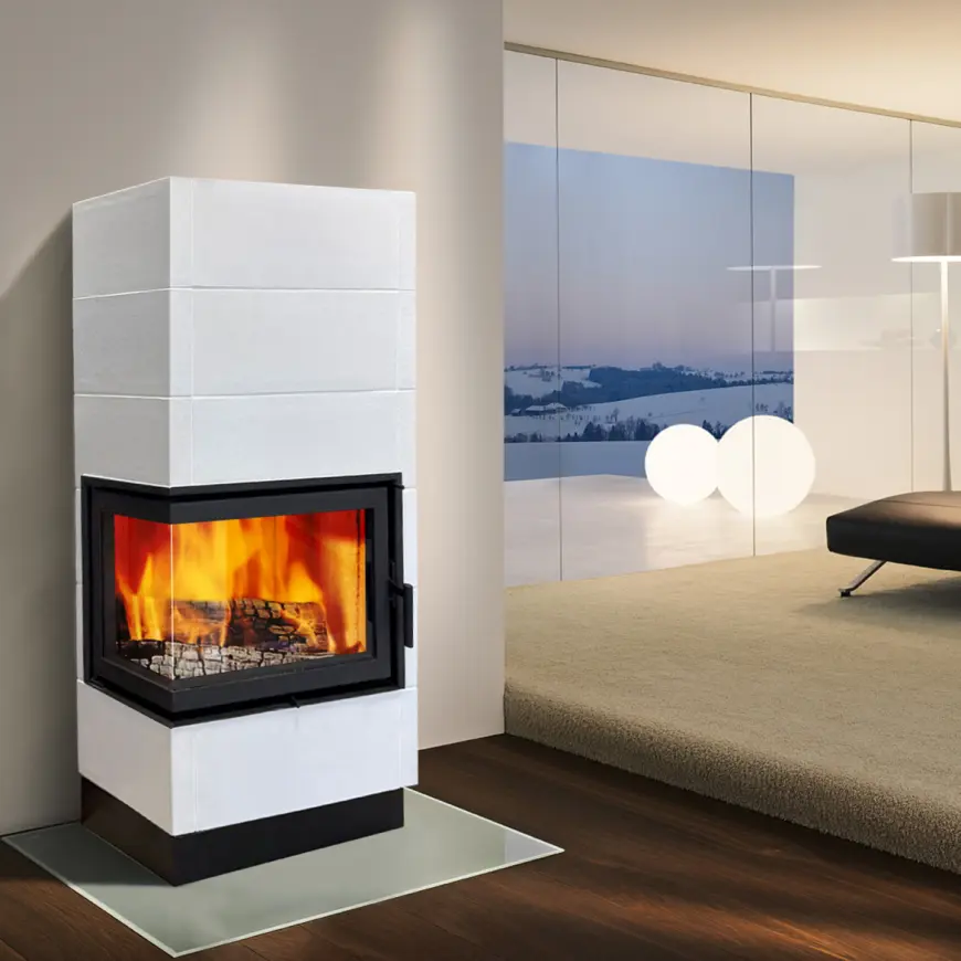 Piec stalowo-kaflowy Erfurt lewy perlwhite 10 kW