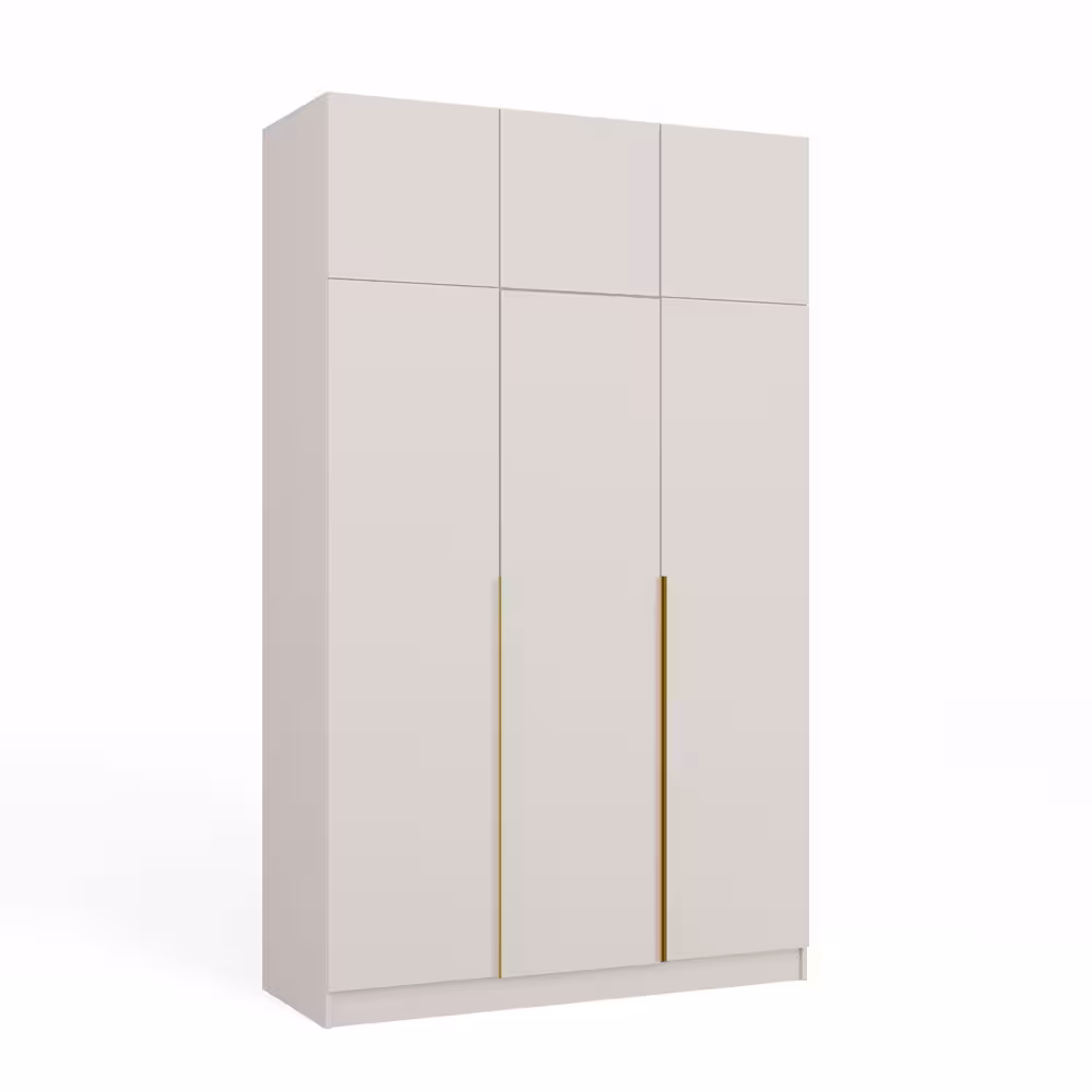 Szafa Sensory 150 cm 3D z nadstawką kaszmir złote uchwyty