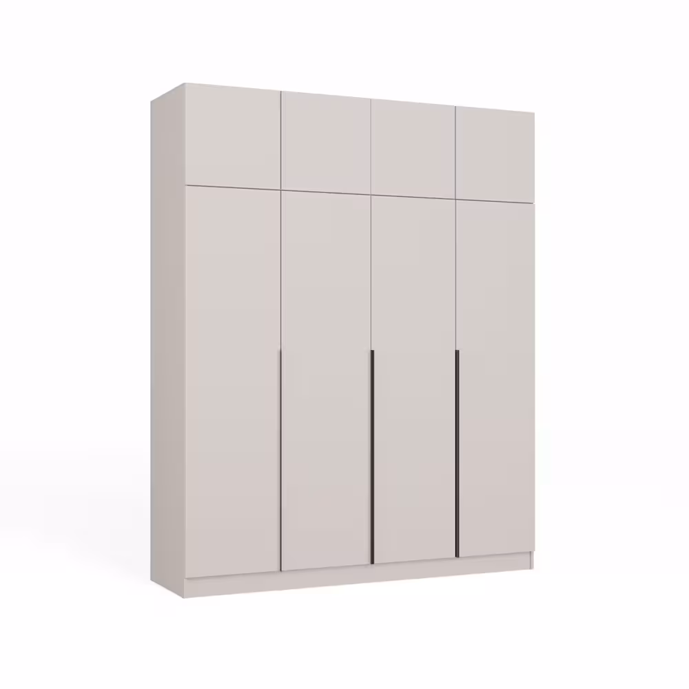Szafa Sensory 200 cm 4D z nadstawką kaszmir czarne uchwyty