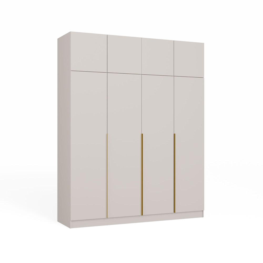 Szafa Sensory 200 cm 4D z nadstawką kaszmir złote uchwyty