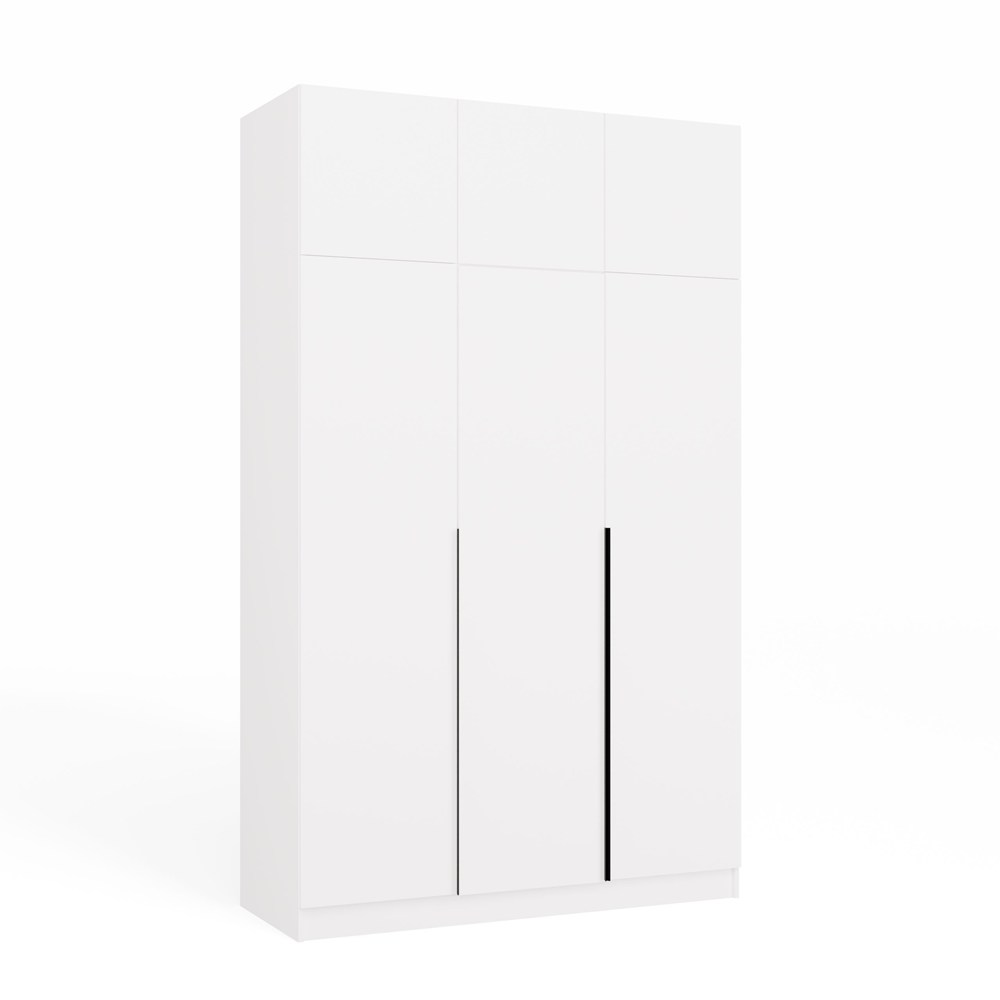 Szafa Sensory 150 cm 3D z nadstawką biały czarne uchwyty