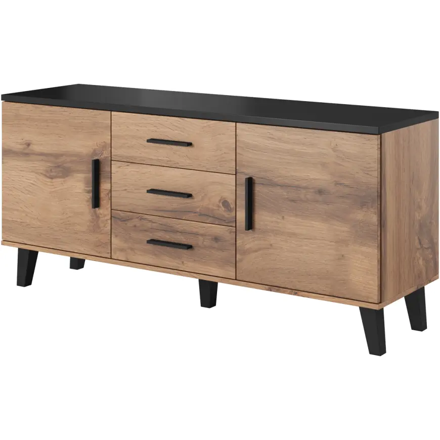 Komoda 150 2d3s Lotta Wotan/Czarny