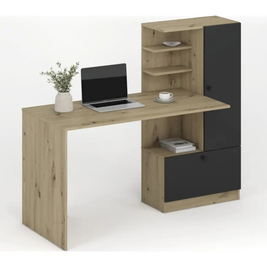 Biurko Hobas Dąb Artisan/Czarny